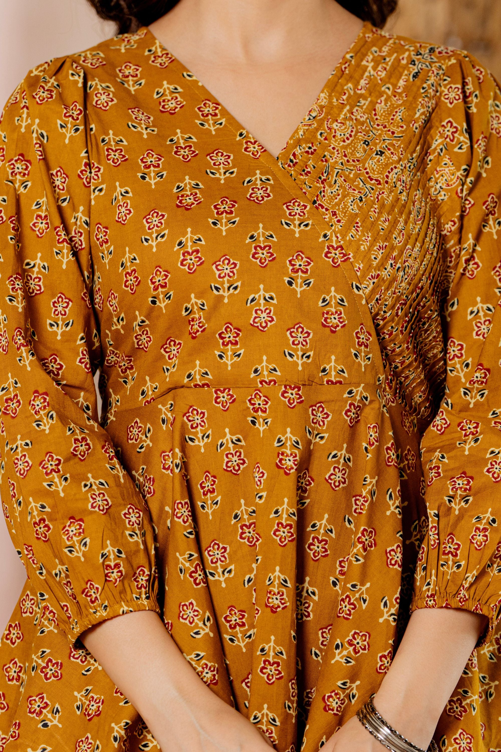 Draksha Mustard Printed Premium Cotton Co-ord Set