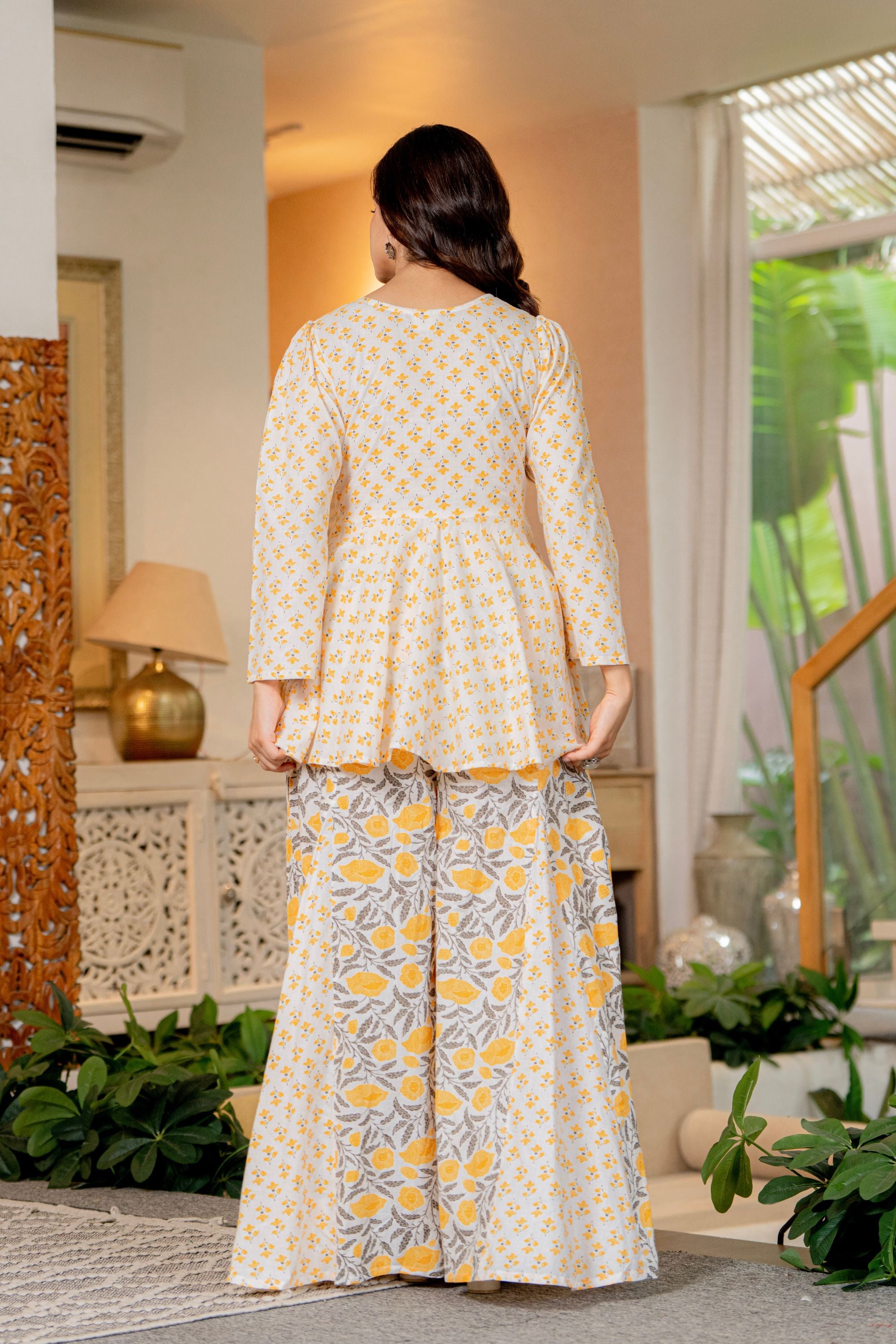 Draksha Yellow Printed Premium Cotton Co-ord Set