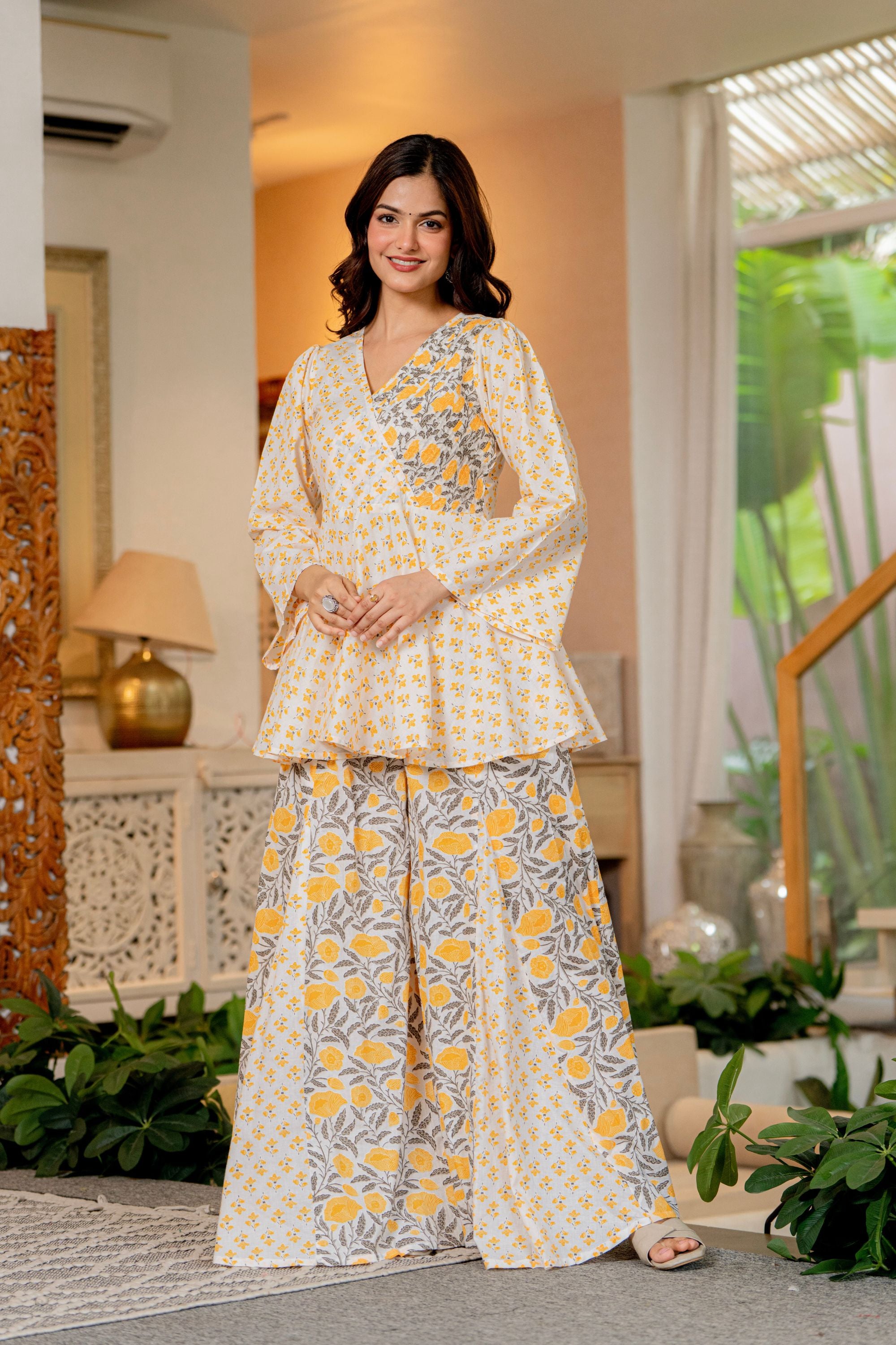 Draksha Yellow Printed Premium Cotton Co-ord Set