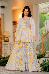 Draksha Yellow Printed Premium Cotton Co-ord Set