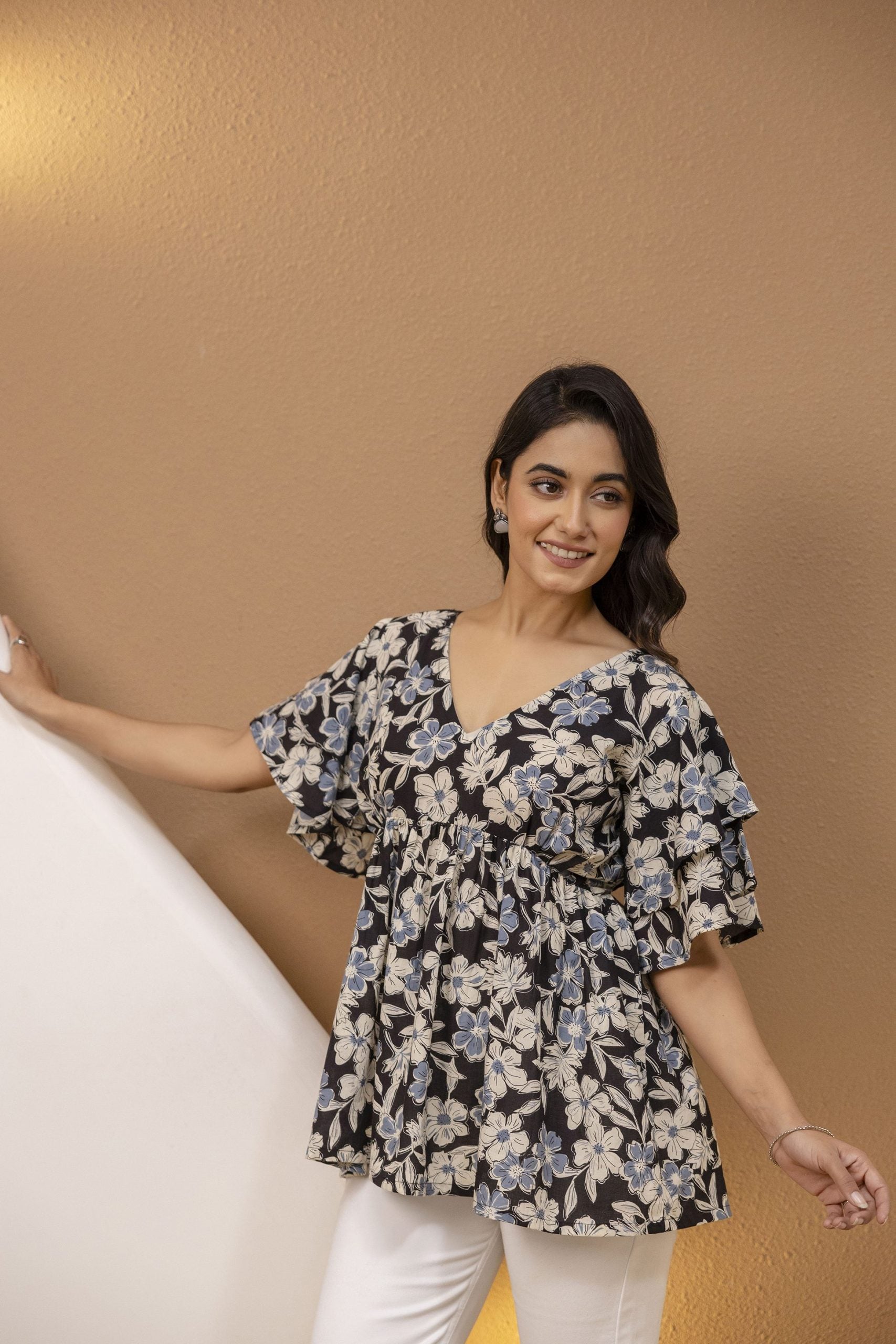 Mohini Midnight Bloom Floral Back-Tie Top - View 2