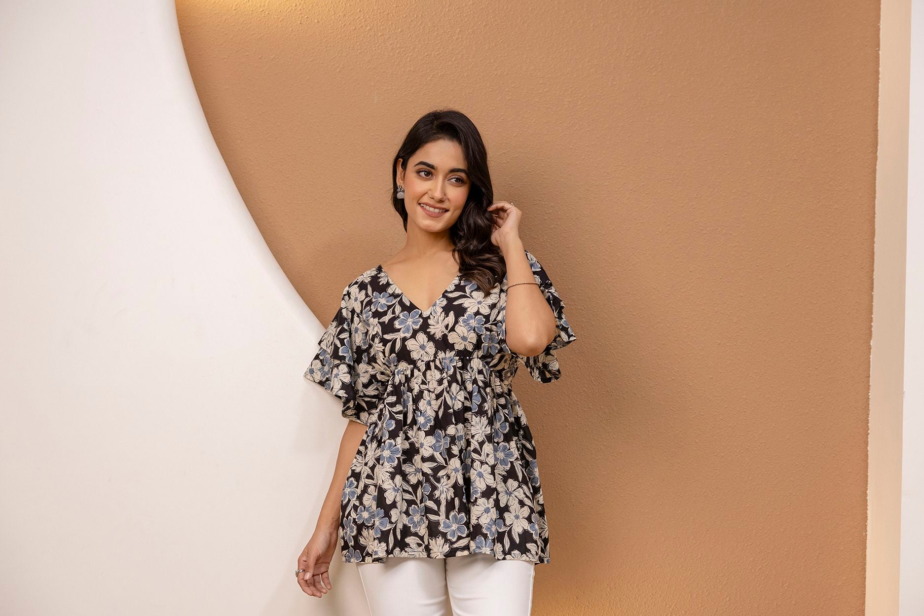 Mohini black floral printed kurti by Vaaki