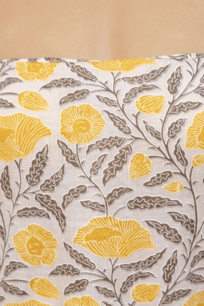 "Mohini Yellow Floral Back-Tie Corset Kurti"