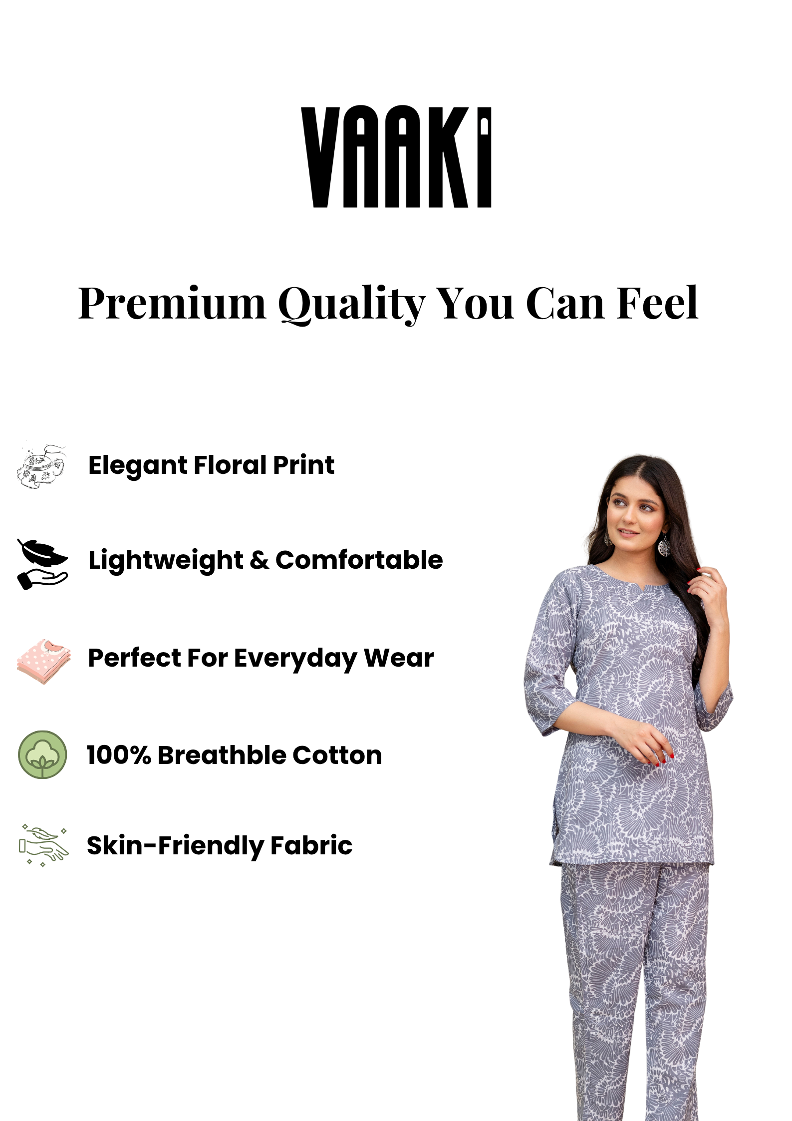 Vidhi Misty Blue Printed Cotton Co-ord Set