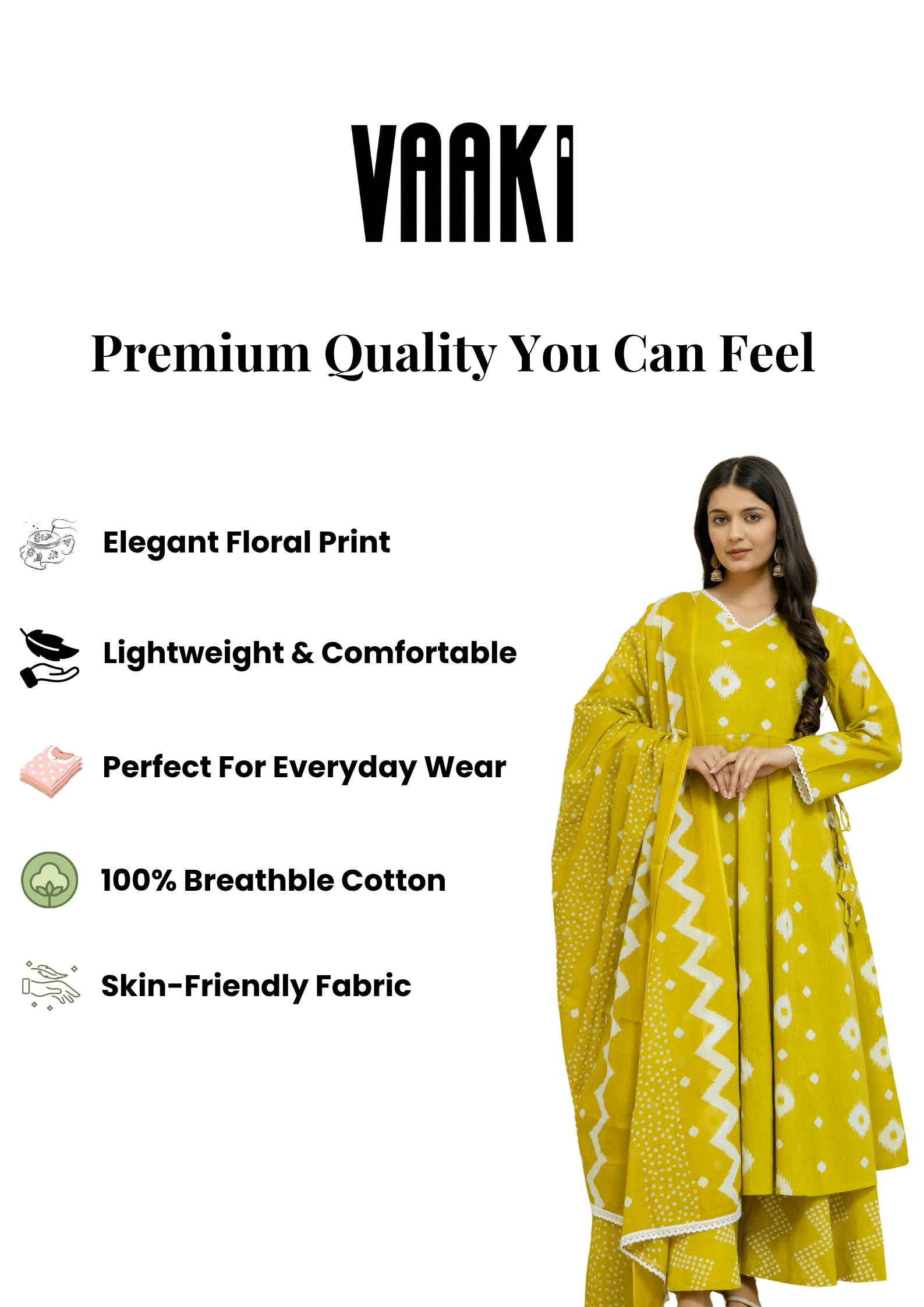 Lemon Zest Cotton Anarkali Suit with Palazzo