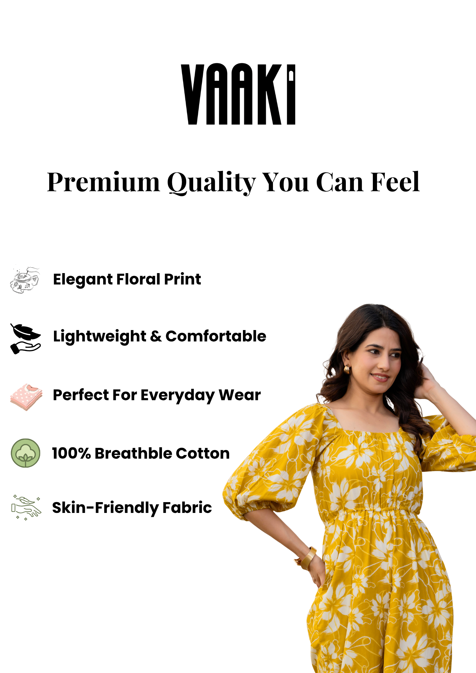 Gulistan Mustard Floral Printed Cotton Jumpsuit for Women
