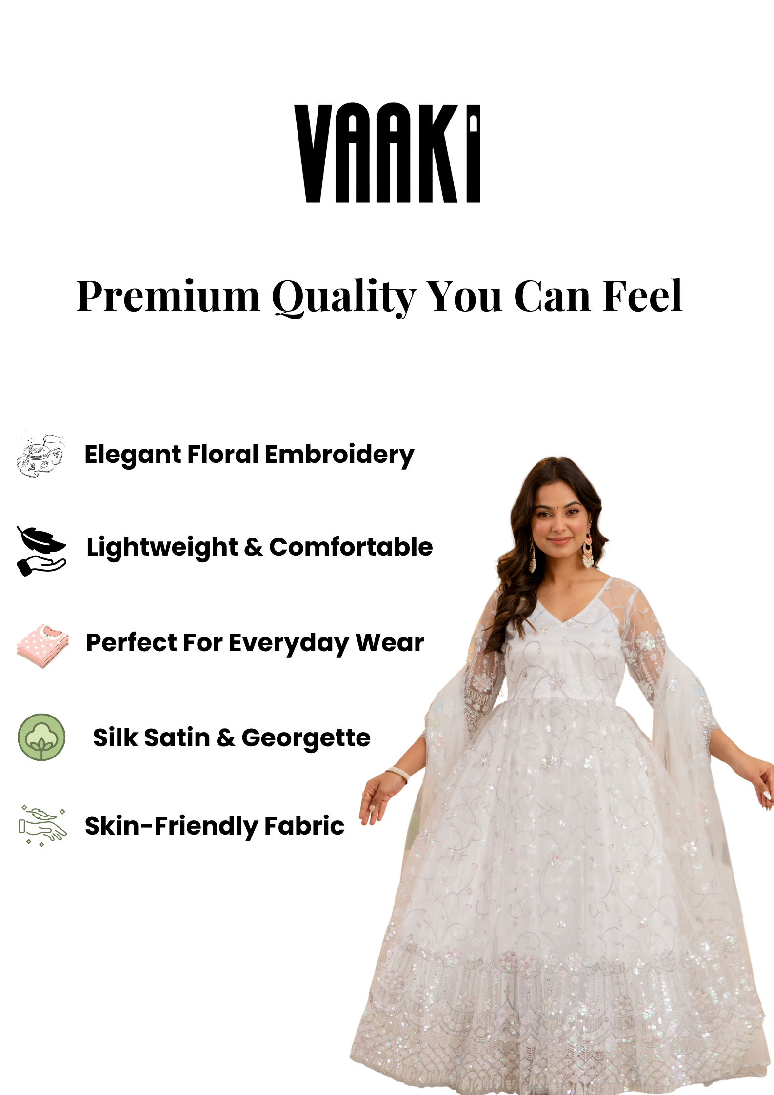 Tarangani Ivory White Anarkali Gown Set