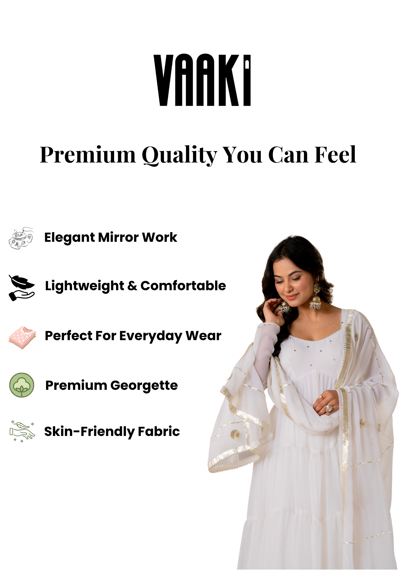 Hansini White Georgette Anarkali Kurta Set