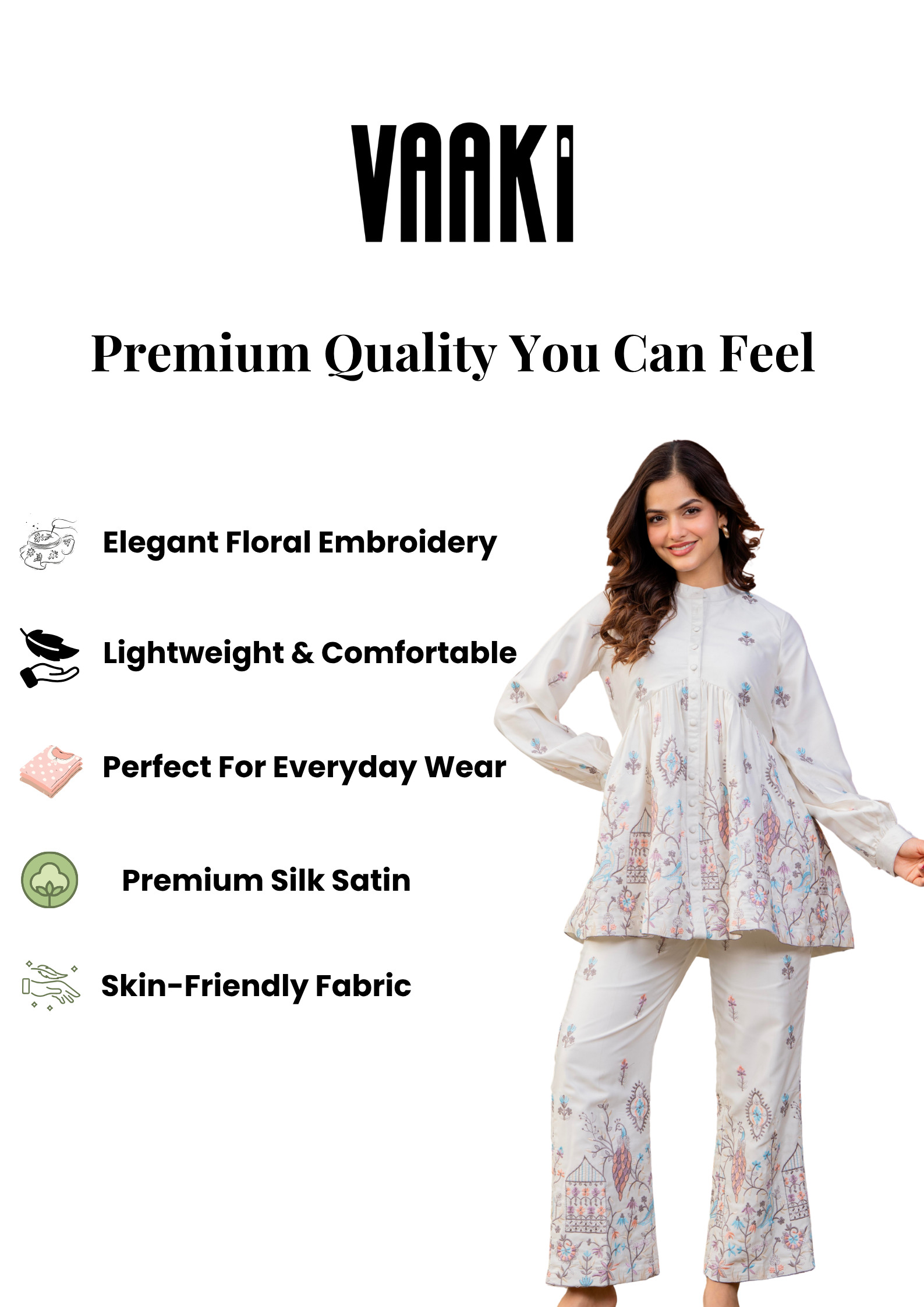 Mornika Ivory White Embroidered Co-Ord Set