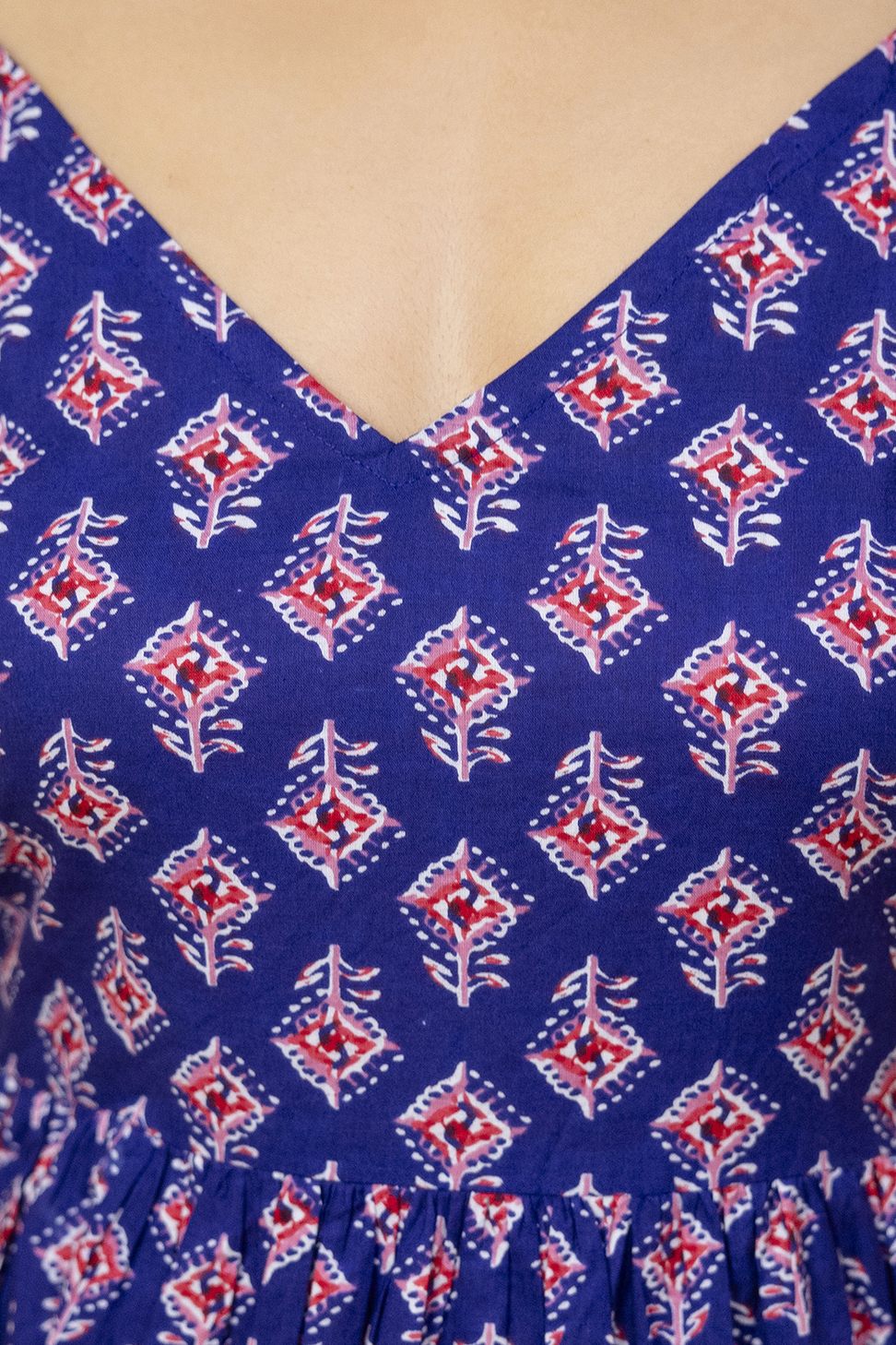 "Mohini Navy Blue Halter Neck Corset Kurti"