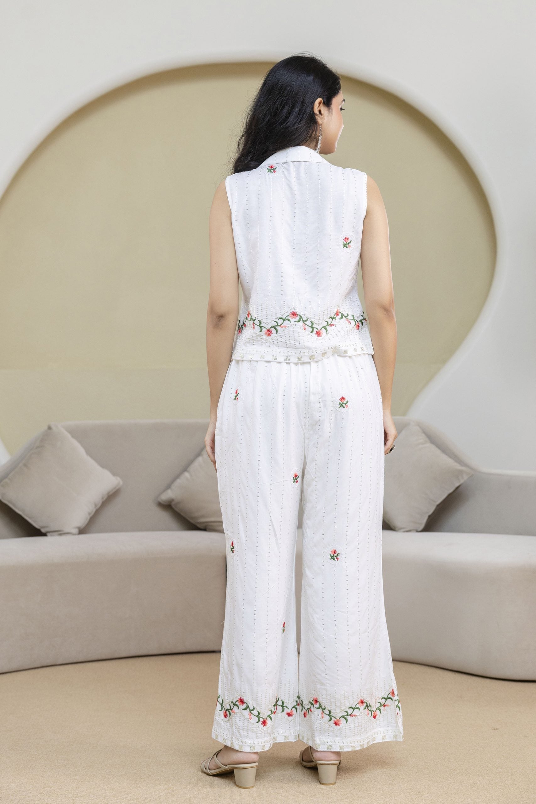 Black Floral Rayon Embroidered Set By Vaaki