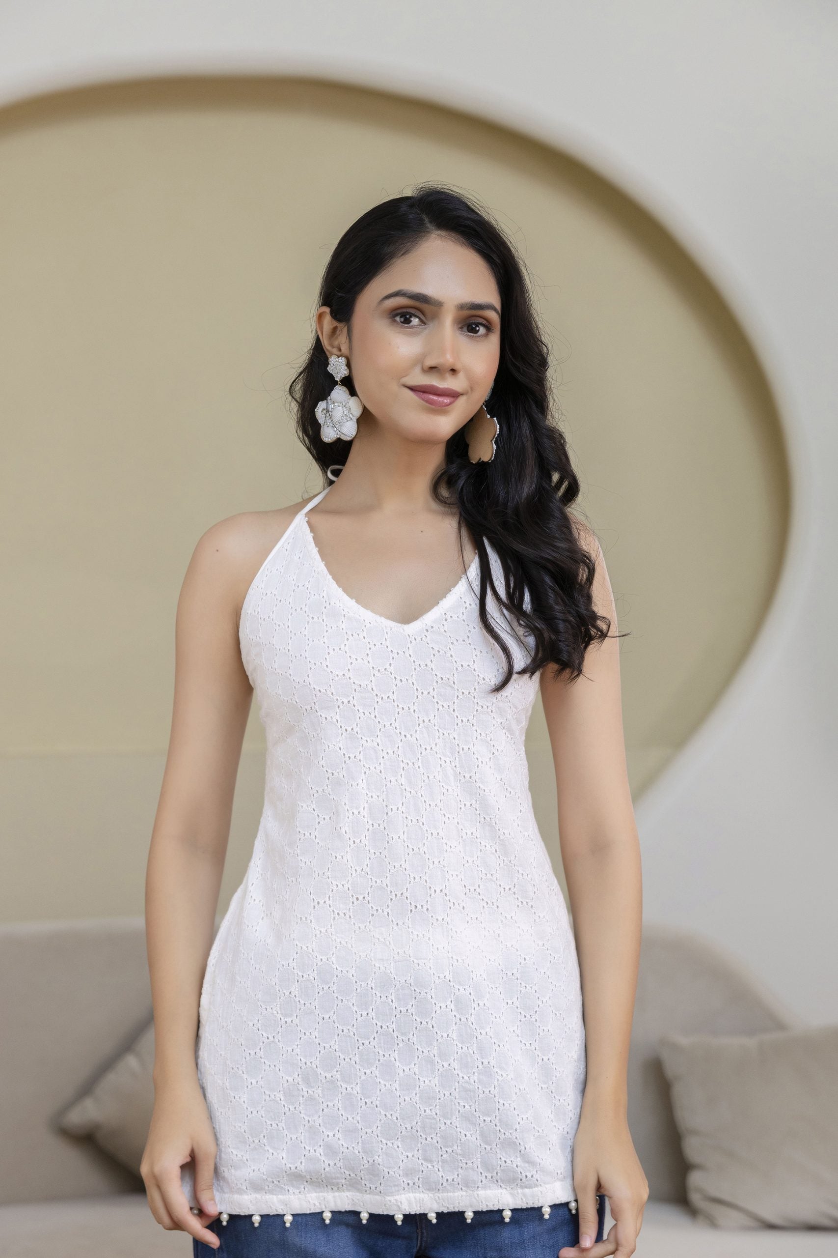 Mohini white chikankari corset kurti by Vaaki