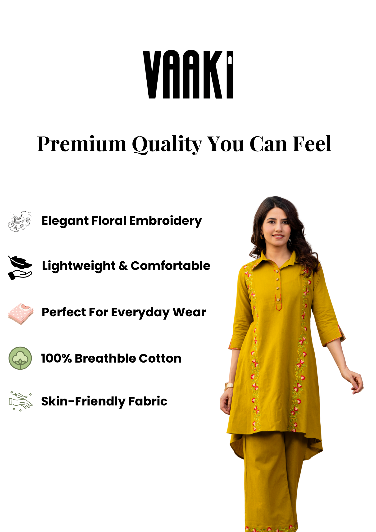 Mehar Goldenrod Embroidered Cotton Flex Co-ord Set for Women