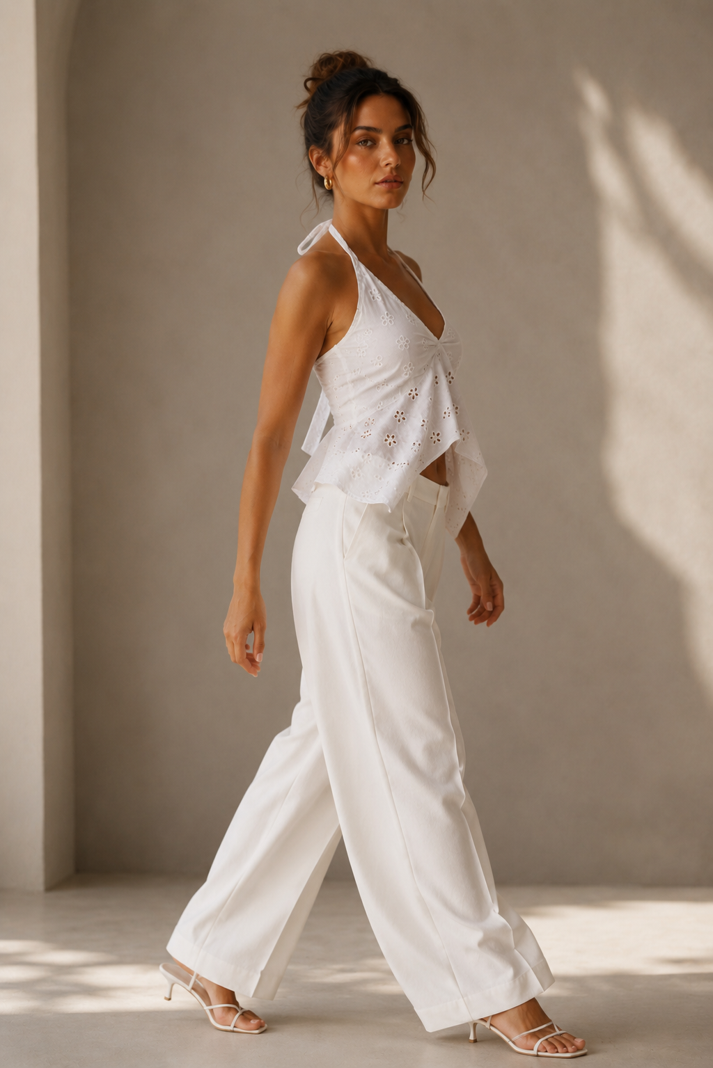 white halter neck top