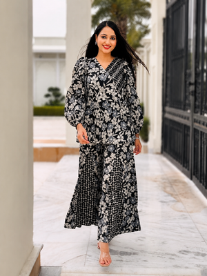 Draksha Black Printed Premium Cotton Co-ord Set