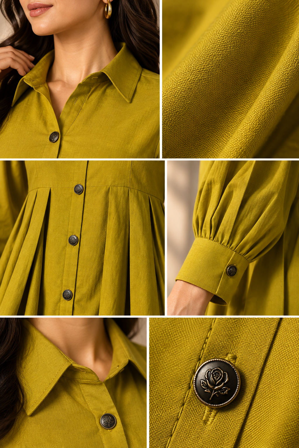 Women’s Cotton Flex Shirt Dress – Full Sleeves & Flared Fit