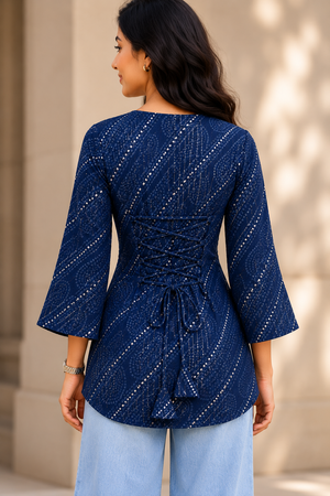 Nitya Midnight Indigo Cotton Short Kurti