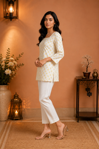 Nitya Sunshine Printed Cotton Short Kurti