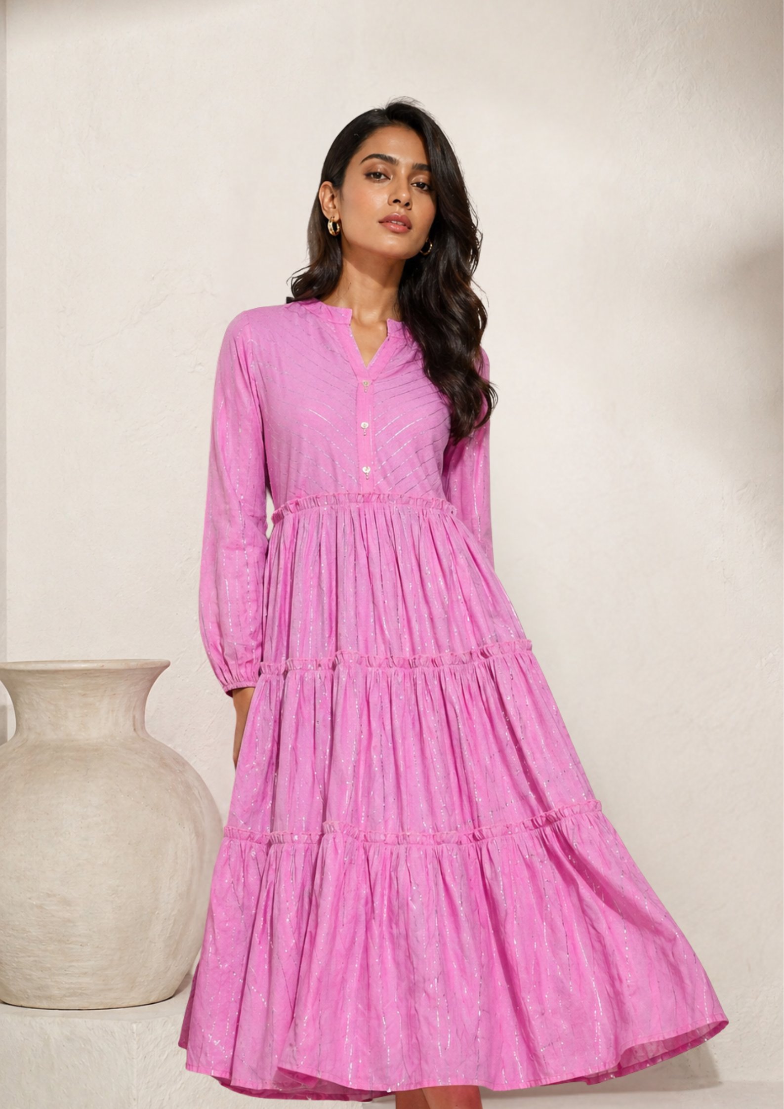 Pink Midi Dress Women