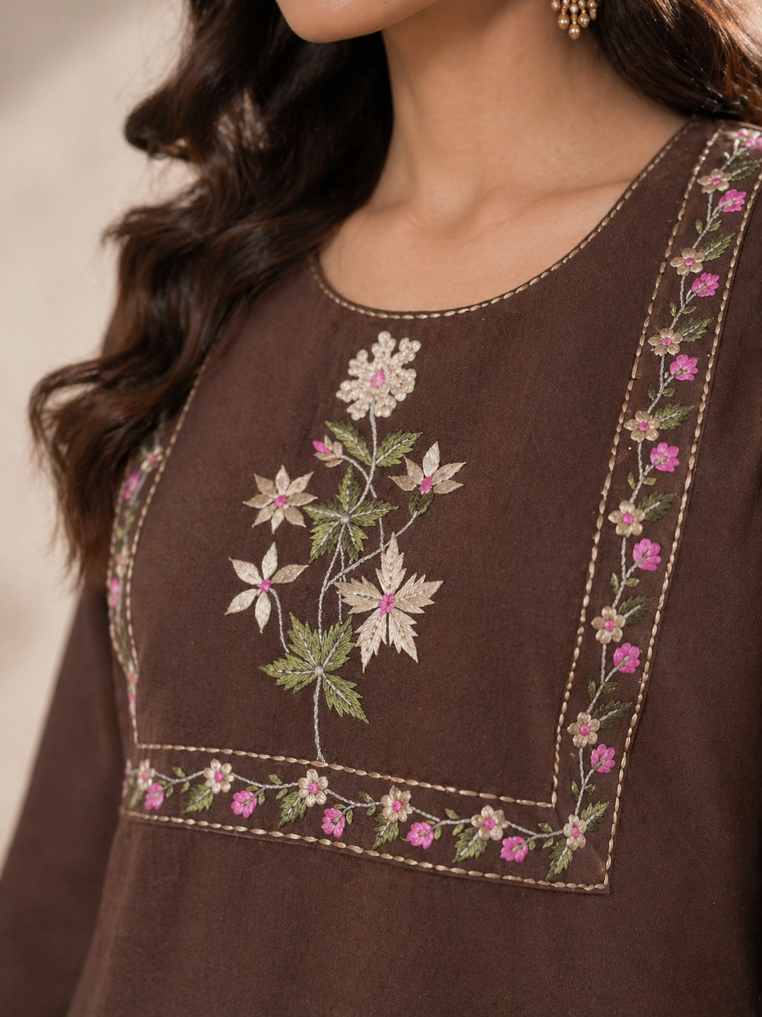 brown kurta salwar set