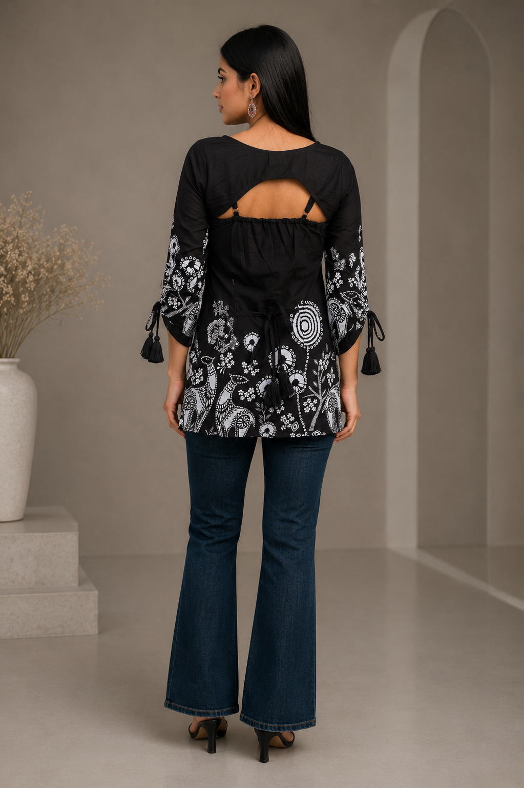 monochrome printed top