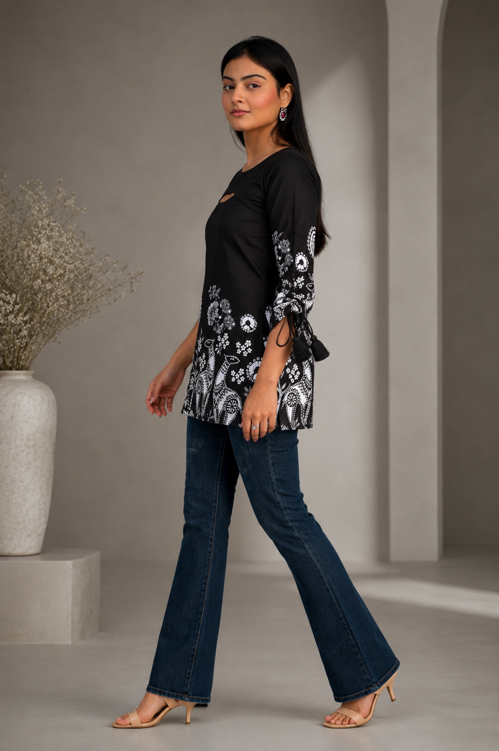 boho print top women