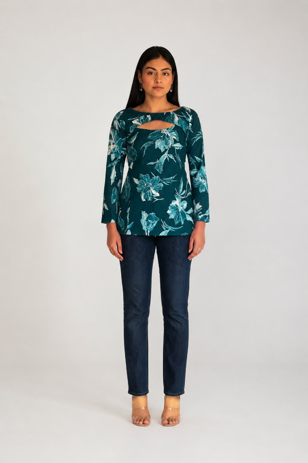 trendy women top, teal blue top