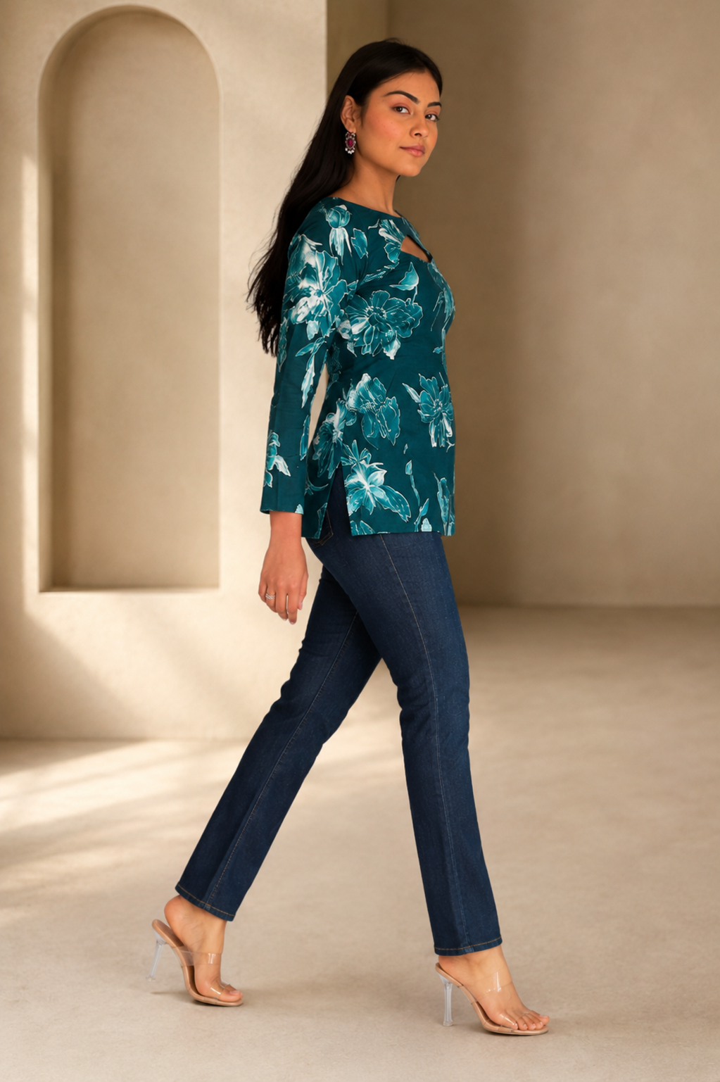 green floral top women