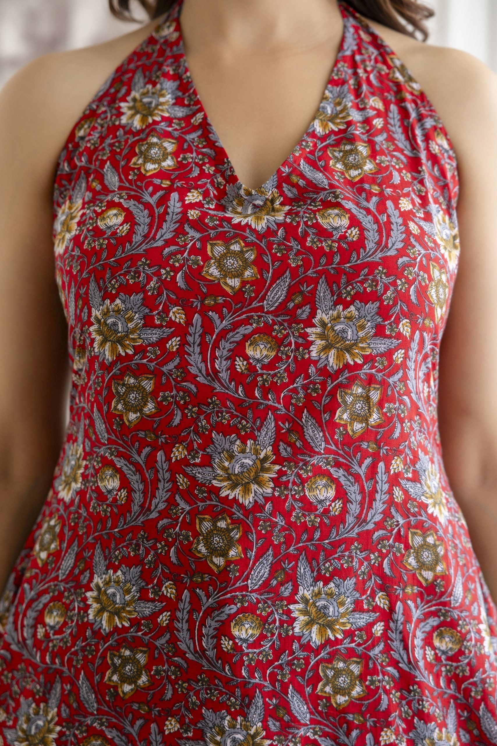 Mohini Red Halter-Neck Corset Kurti - View 5