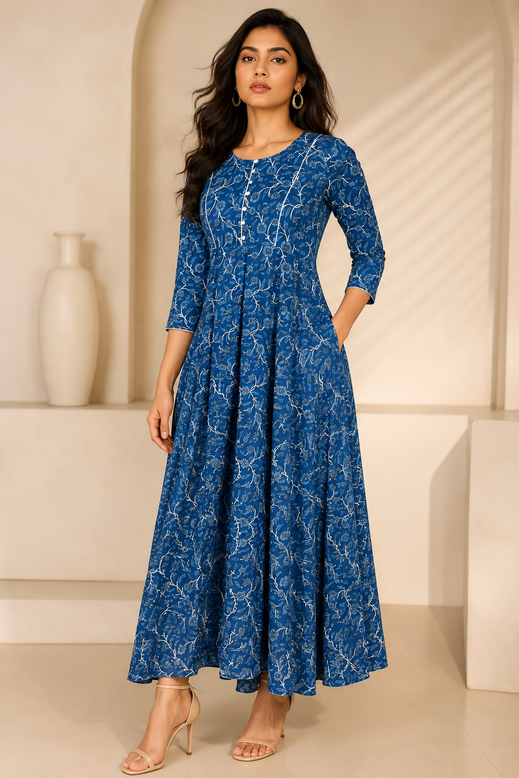 blue cotton dress women
