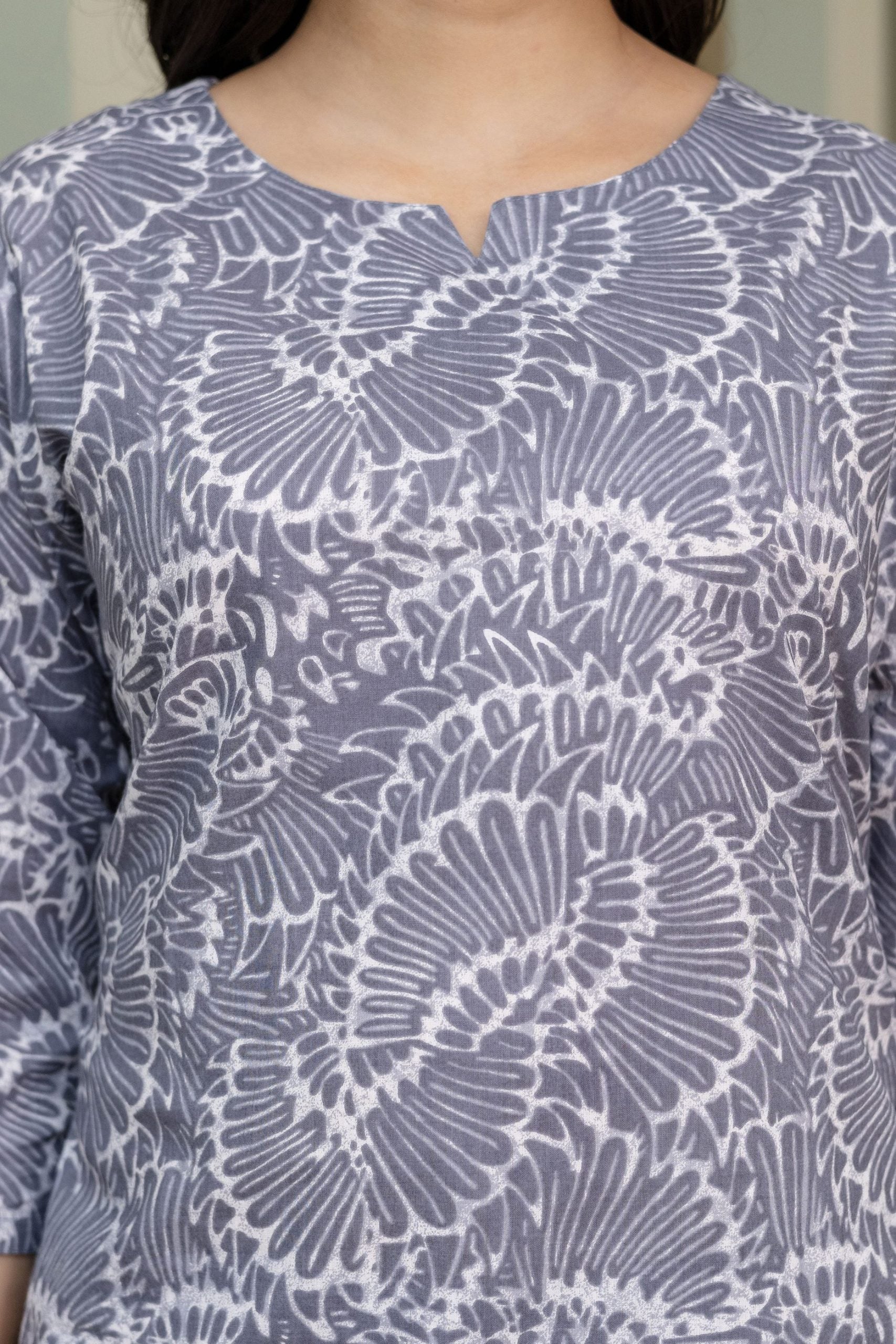 "Vidhi Misty Blue Printed Cotton Co-ord Set"