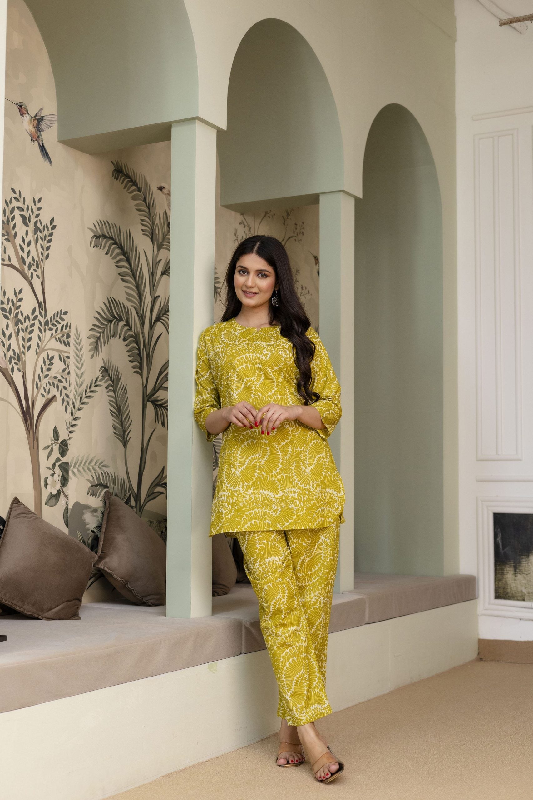 "Vidhi Misty Blue Printed Cotton Co-ord Set"