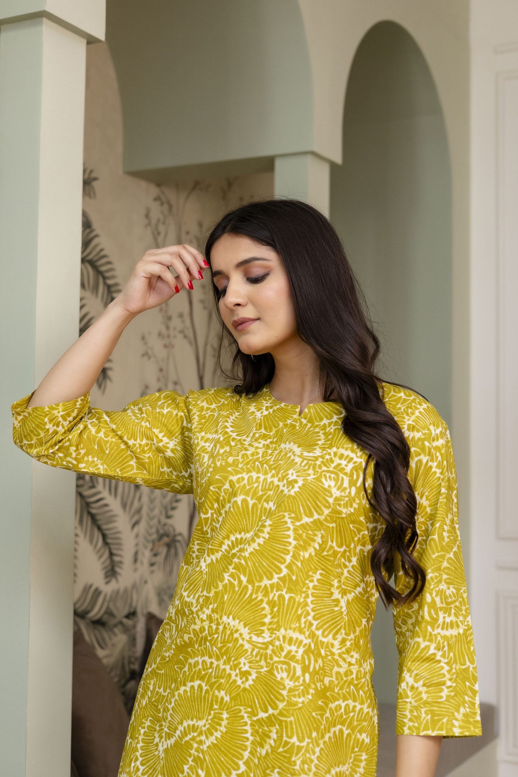 "Vidhi Marigold Yellow Printed Cotton Co-ord Set"