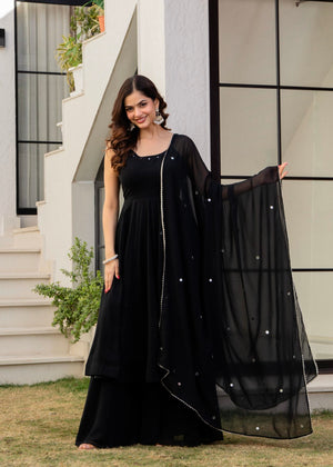 Eternal Black Georgette Anarkali Palazzo Set