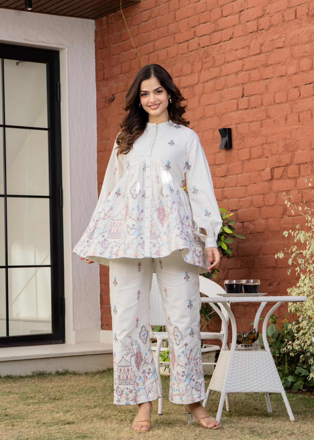 "Buy Luxury Festive White Embroidered Co-Ord Set for Women Online"