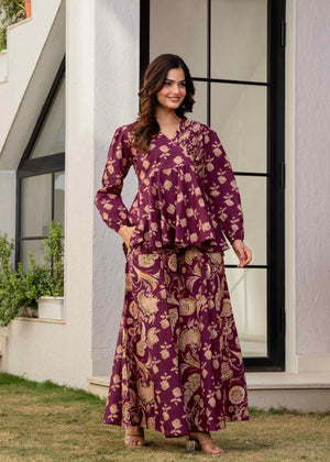Draksha Wine Printed Premium Cotton Co-ord Set