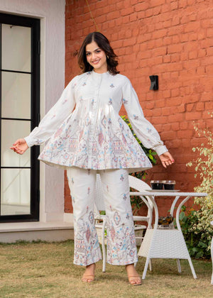 Mornika Ivory White Embroidered Co-Ord Set