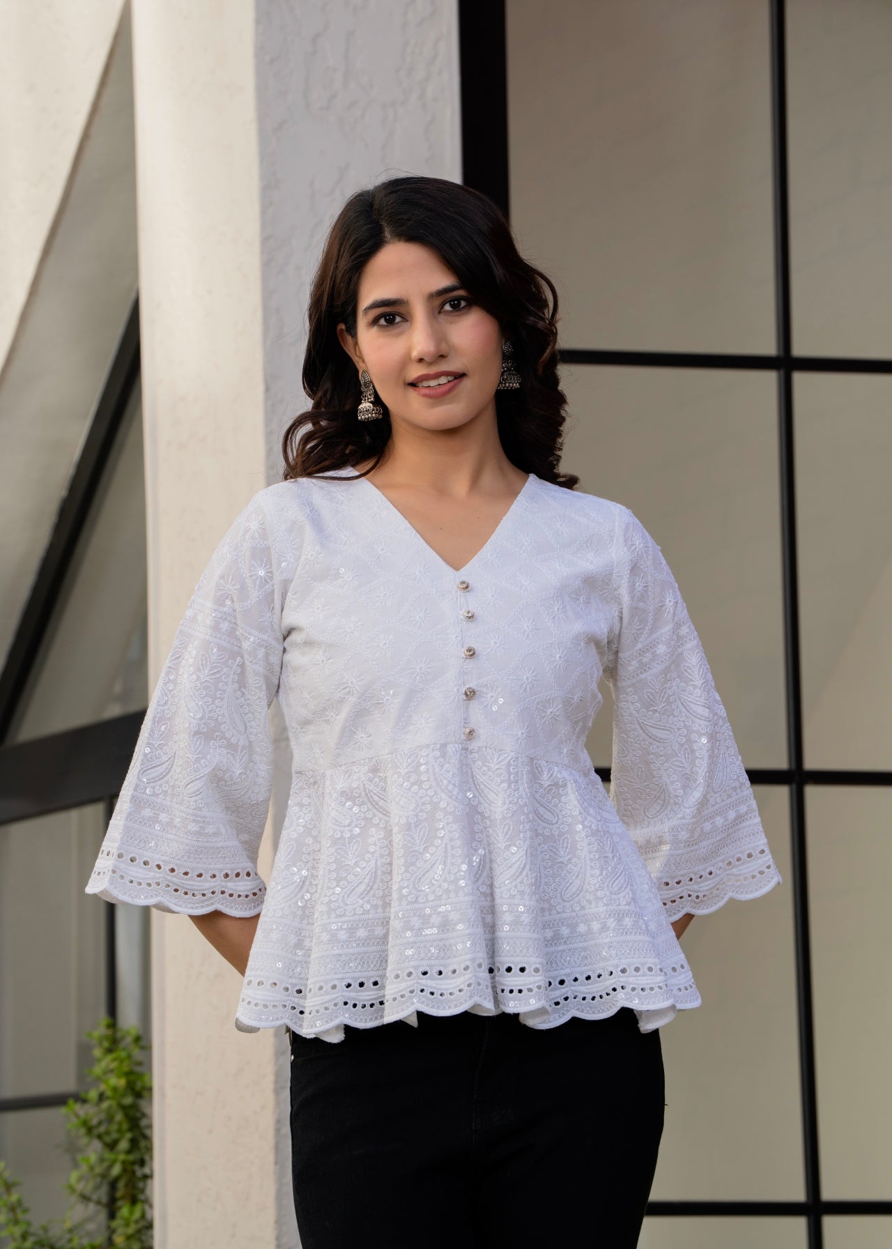 muguet】noir tutu peplum blouse(WHITE) Muguetミュゲnoir tutu