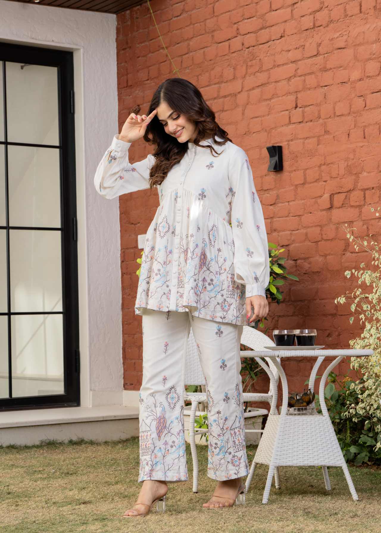 "Buy Luxury Festive White Embroidered Co-Ord Set for Women Online"