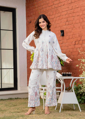 Mornika Ivory White Embroidered Co-Ord Set