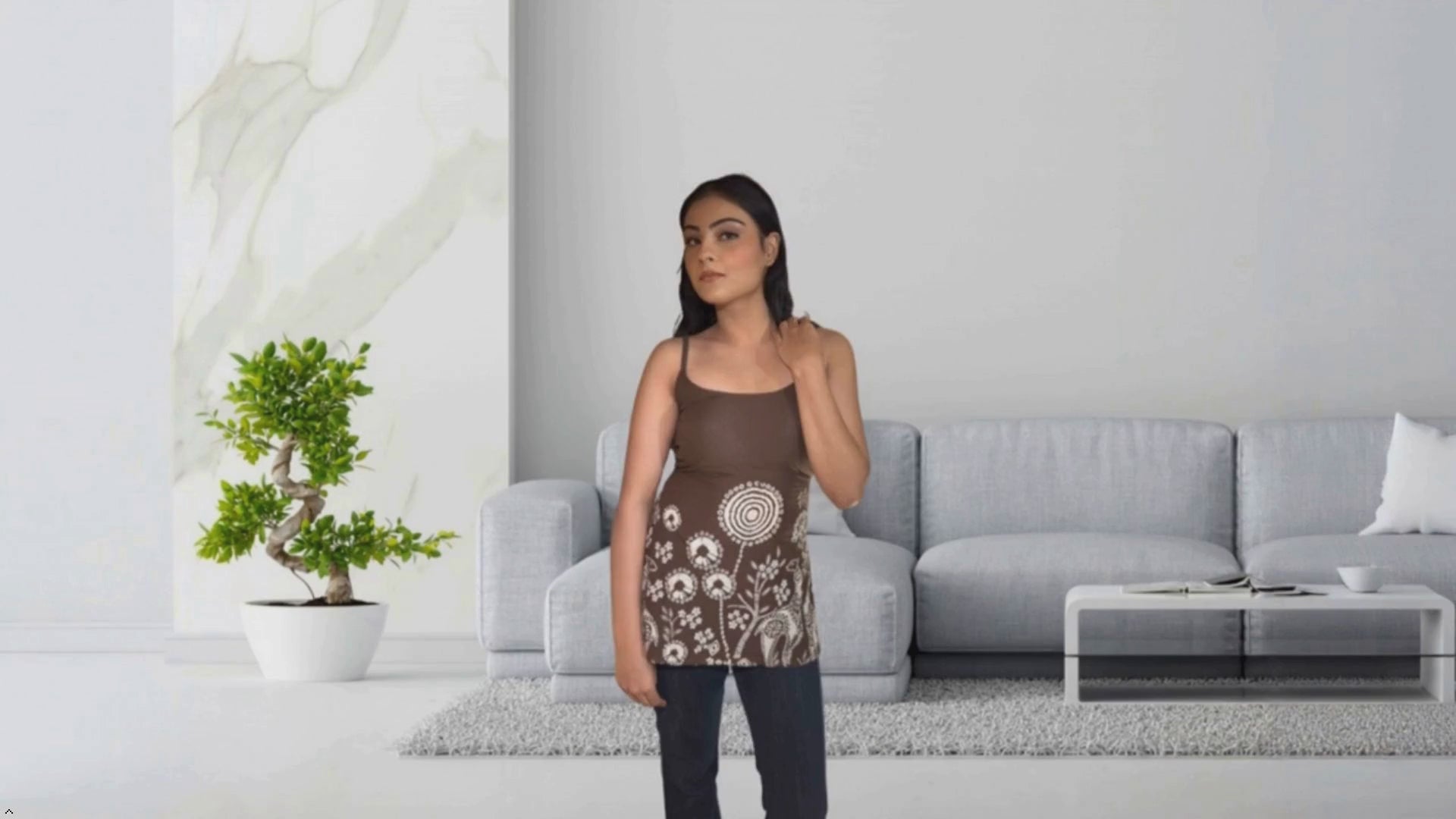 Sakhi Brown Detachable Sleeves Short Kurti-Video  