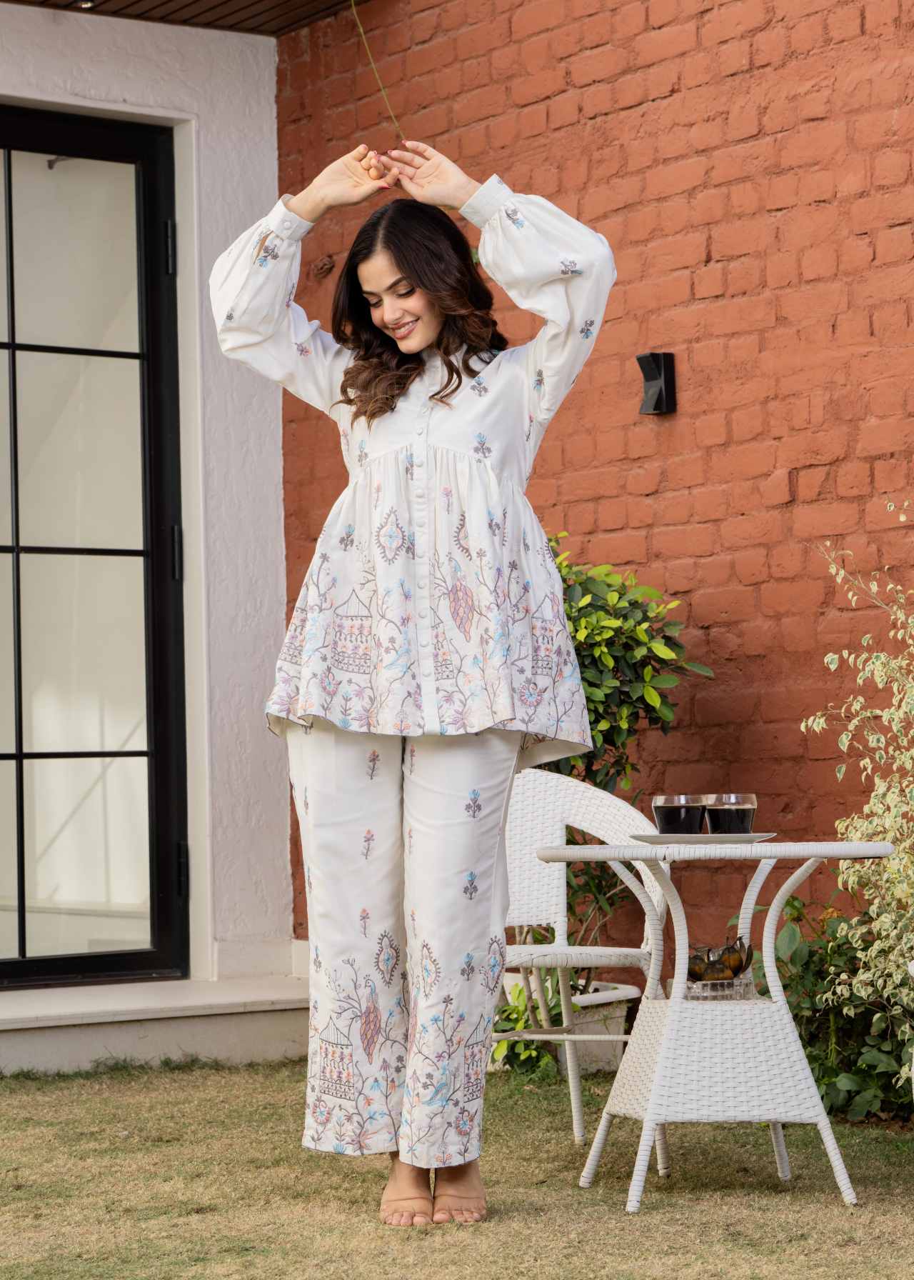 "Buy Luxury Festive White Embroidered Co-Ord Set for Women Online"