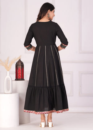 Aabha Black Embroidered Anarkali Gown