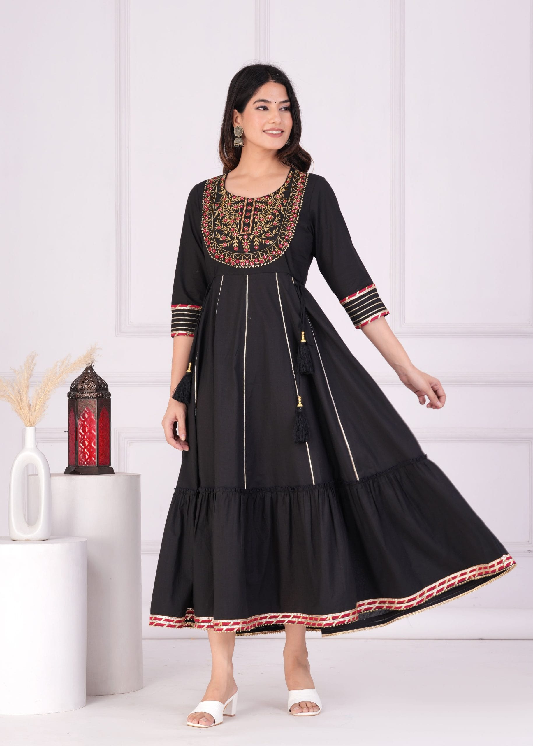 Aabha Black Embroidered Anarkali Gown - View 5
