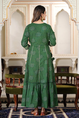 Aabha Green Embroidered Anarkali Dress