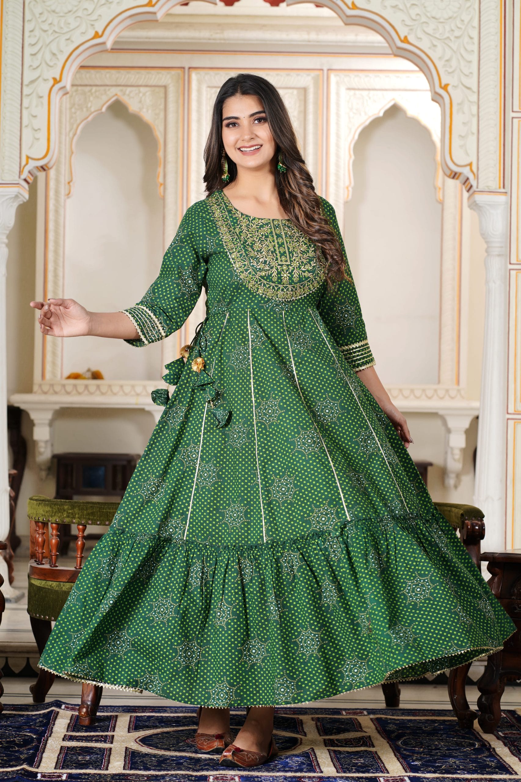 Aabha Green Embroidered Anarkali Dress - View 4
