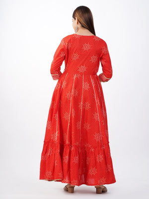 Aabha Red Embroidered Anarkali Kurta