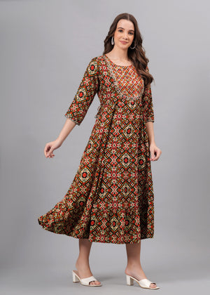 Ivaya Multicolor Cotton Anarkali Kurti