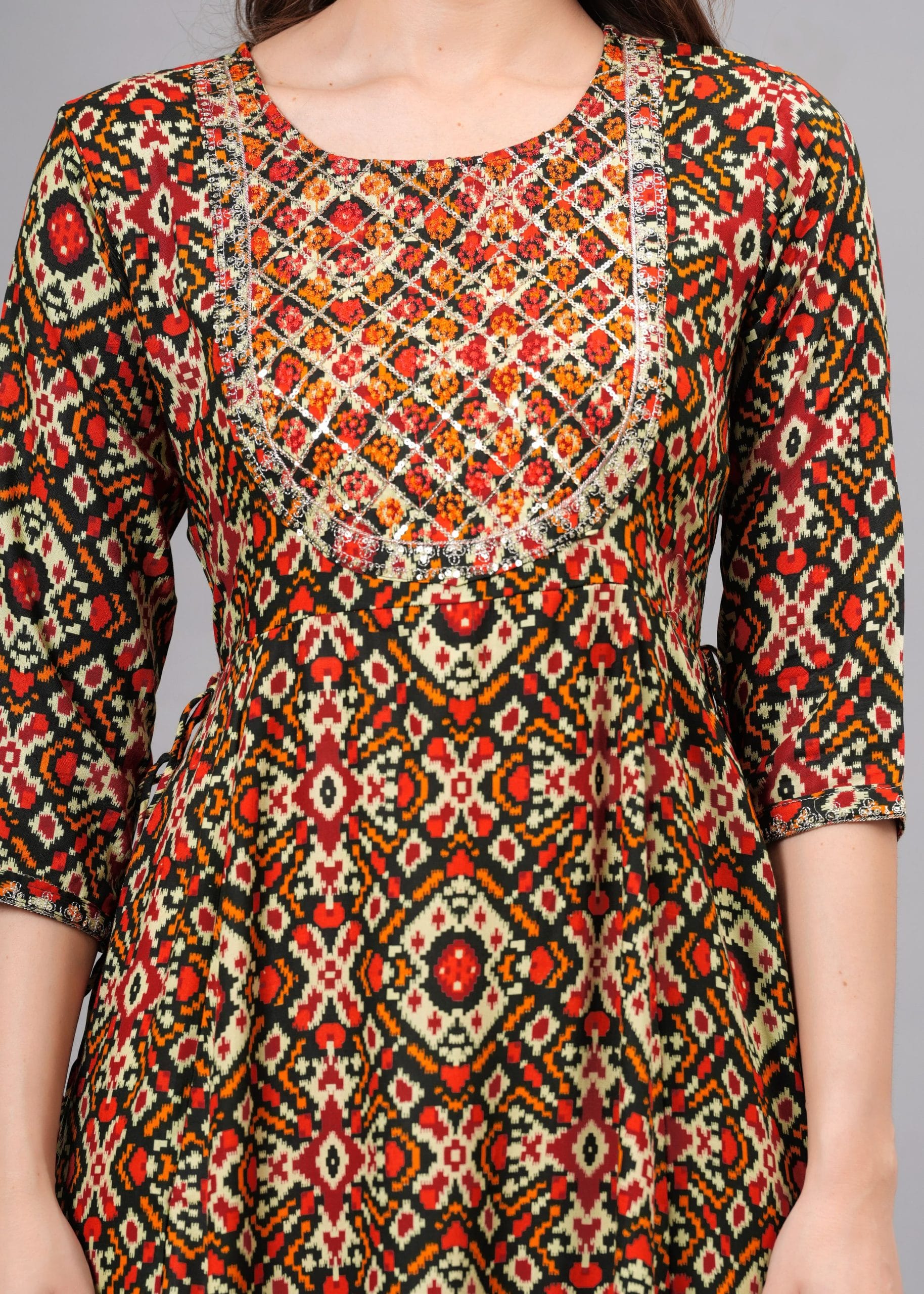 Ivaya Multicolor Cotton Anarkali Kurti - View 3