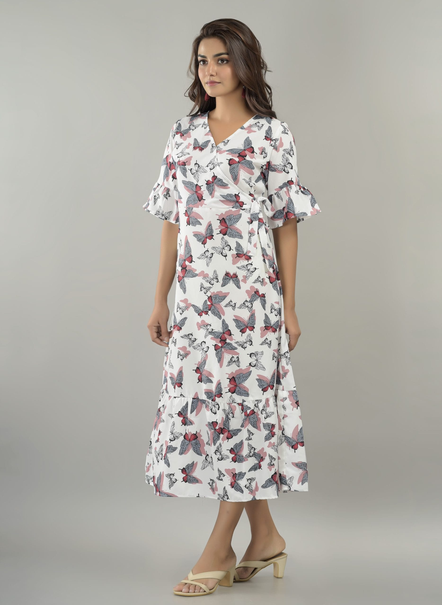Marvella White Butterfly Print Maxi Dress - View 5